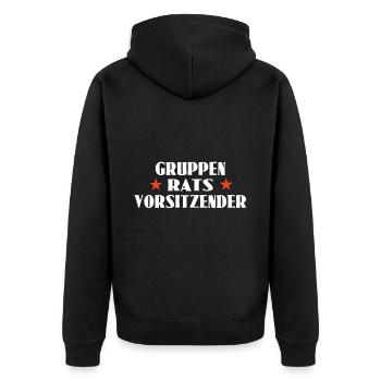 Gruppenratsvorsitzender - Unisex Premium Bio Zip Hoodie - Schwarz - Hinten - Nico (187cm)