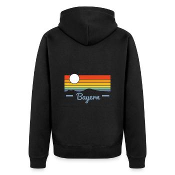 Bayern Sonnenuntergang - Unisex Premium Bio Zip Hoodie - Schwarz - Hinten - Nico (187cm)