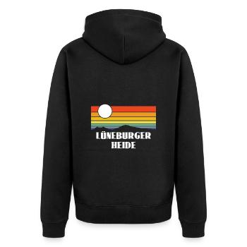Lüneburger Heide - Unisex Premium Bio Zip Hoodie - Schwarz - Hinten - Nico (187cm)