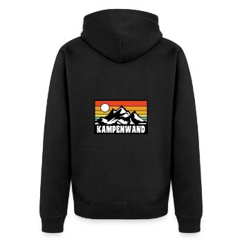 Kampenwand - Unisex Premium Bio Zip Hoodie - Schwarz - Hinten - Nico (187cm)