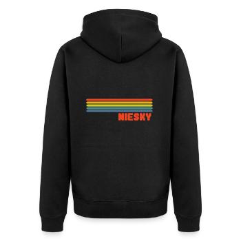 niesky - Unisex Premium Bio Zip Hoodie - Schwarz - Hinten - Nico (187cm)