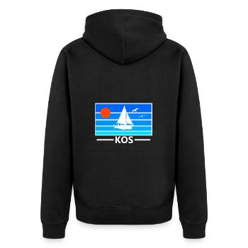 Griechenland Insel Kos - Unisex Premium Bio Zip Hoodie - Schwarz - Hinten - Nico (187cm)