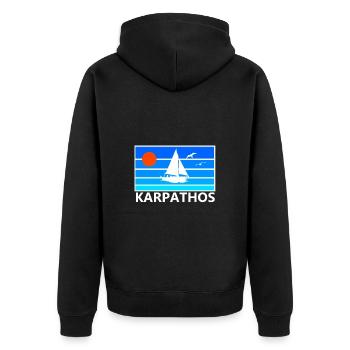 Griechenland Insel Karpathos - Unisex Premium Bio Zip Hoodie - Schwarz - Hinten - Nico (187cm)