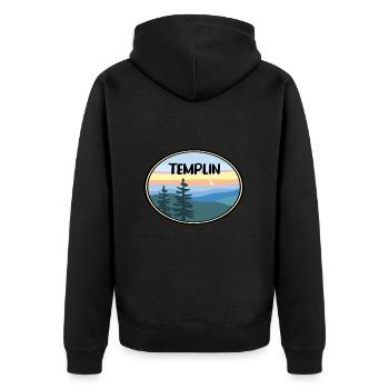 Templin - Unisex Premium Bio Zip Hoodie - Schwarz - Hinten - Nico (187cm)
