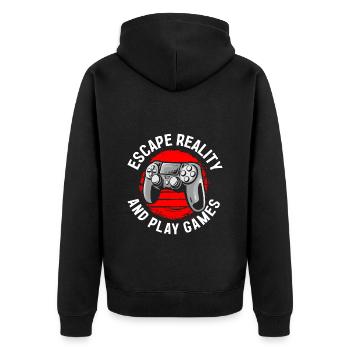 E-Sport Online Turnier Games - Unisex Premium Bio Zip Hoodie - Schwarz - Hinten - Nico (187cm)