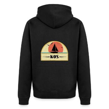 Kos - Unisex Premium Bio Zip Hoodie - Schwarz - Hinten - Nico (187cm)