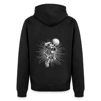 Space Astronaut Basketball - Unisex Premium Organic Zip Hoodie - black - Back - Nico (187cm)