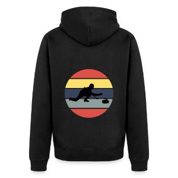 Stone Curling Wintersport 80er Jahre Stil Retro Vintage - Unisex Premium Bio Zip Hoodie - Schwarz - Hinten - Nico (187cm)