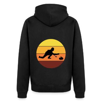 Stone Curling Winter Sport 80s Style Retro Vintage - Veste à capuche bio Premium Unisexe - noir - Dos - Nico (187cm)