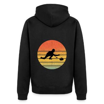 Stone Curling Winter Sport 80s Style Retro Vintage - Veste à capuche bio Premium Unisexe - noir - Dos - Nico (187cm)