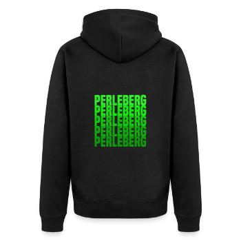 Perleberg - Unisex Premium Bio Zip Hoodie - Schwarz - Hinten - Nico (187cm)