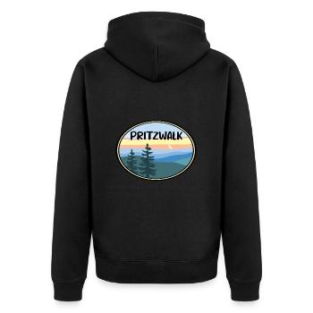 Pritzwalk - Unisex Premium Bio Zip Hoodie - Schwarz - Hinten - Nico (187cm)