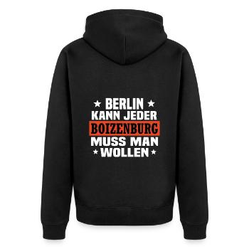 Boizenburg - Unisex Premium Bio Zip Hoodie - Schwarz - Hinten - Nico (187cm)