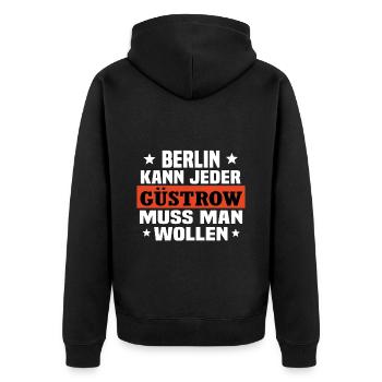 Güstrow - Unisex Premium Bio Zip Hoodie - Schwarz - Hinten - Nico (187cm)