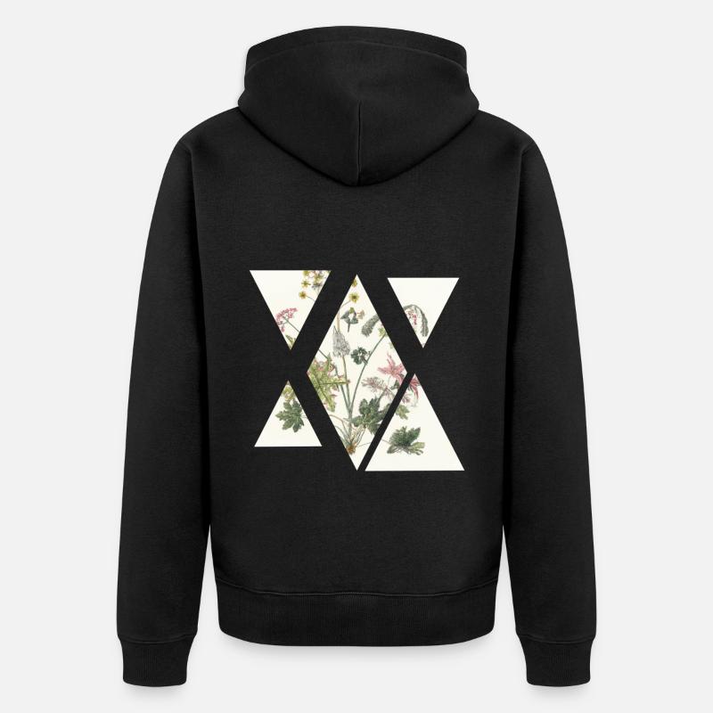 Fleurs vintage abstraites - Veste à capuche bio Premium Unisexe - noir