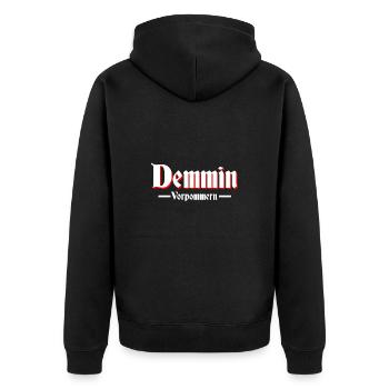 Demmin - Unisex Premium Bio Zip Hoodie - Schwarz - Hinten - Nico (187cm)