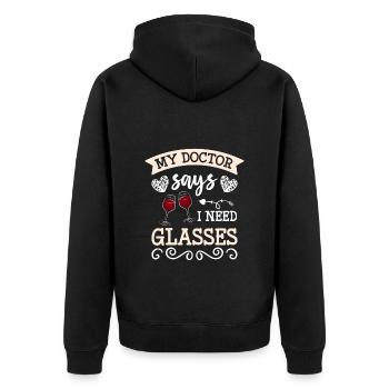 Arzt Schmerz - Unisex Premium Bio Zip Hoodie - Schwarz - Hinten - Nico (187cm)