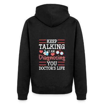 Mediziner Krankenhaus Ärzte - Unisex Premium Bio Zip Hoodie - Schwarz - Hinten - Nico (187cm)