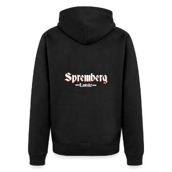 Spremberg - Unisex Premium Bio Zip Hoodie - Schwarz - Hinten - Nico (187cm)
