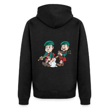 Dudelsack Witz Lusitg Spass - Unisex Premium Bio Zip Hoodie - Schwarz - Hinten - Nico (187cm)