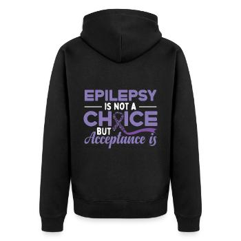 Epilepsy Is Not A Choice - Unisex Premium Organic Zip Hoodie - black - Back - Nico (187cm)