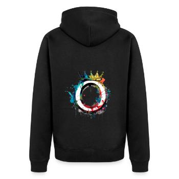Graffiti Buchstabe O mit 👑 - Unisex Premium Bio Zip Hoodie - Schwarz - Hinten - Nico (187cm)