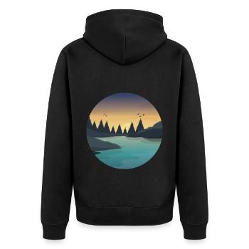 wandern Natur Berg Geschenk - Unisex Premium Bio Zip Hoodie - Schwarz - Hinten - Nico (187cm)