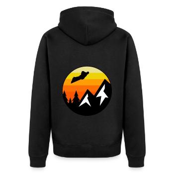 Wingsuit fliegen Base Jumping Skydiving Retro - Unisex Premium Bio Zip Hoodie - Schwarz - Hinten - Nico (187cm)