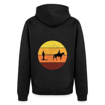 Ski Cheval Sport d’hiver Rétro Vintage - Veste à capuche bio Premium Unisexe - noir - Dos - Nico (187cm)