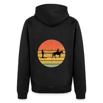 Ski Cheval Sport d’hiver Rétro Vintage - Veste à capuche bio Premium Unisexe - noir - Dos - Nico (187cm)