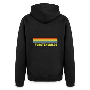 Fürstenwalde Spree Regenbogen - Unisex Premium Bio Zip Hoodie - Schwarz - Hinten - Nico (187cm)