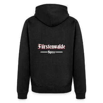 Fürstenwalde Spree - Unisex Premium Bio Zip Hoodie - Schwarz - Hinten - Nico (187cm)