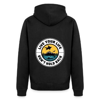 Wingsuit fliegen Base Jumping Fallschirmspringen Wingsuiting - Unisex Premium Bio Zip Hoodie - Schwarz - Hinten - Nico (187cm)