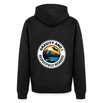 Wingsuit fliegen Base Jumping Fallschirmspringen Wingsuiting - Unisex Premium Bio Zip Hoodie - Schwarz - Hinten - Nico (187cm)