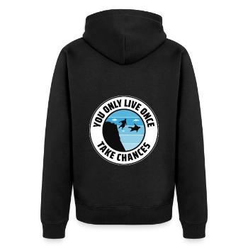 Wingsuit fliegen Base Jumping Fallschirmspringen Wingsuiting - Unisex Premium Bio Zip Hoodie - Schwarz - Hinten - Nico (187cm)