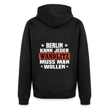 Wandlitz - Unisex Premium Bio Zip Hoodie - Schwarz - Hinten - Nico (187cm)