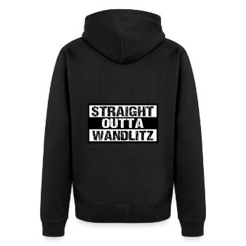Wandlitz - Unisex Premium Bio Zip Hoodie - Schwarz - Hinten - Nico (187cm)