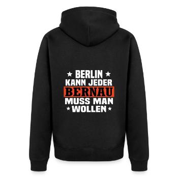 Bernau - Unisex Premium Bio Zip Hoodie - Schwarz - Hinten - Nico (187cm)