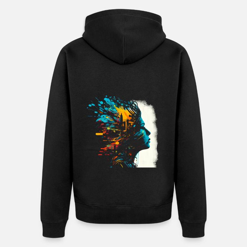 Œuvres d’art psychédéliques - Open Mind - Veste à capuche bio Premium Unisexe - noir