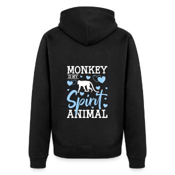 Monkey Animals Wilderness - Unisex Premium Organic Zip Hoodie - black - Back - Nico (187cm)