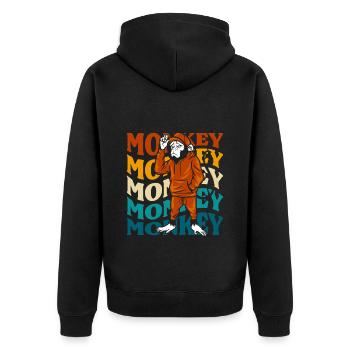 Affen tierkostüme kinder - Unisex Premium Bio Zip Hoodie - Schwarz - Hinten - Nico (187cm)