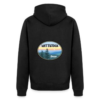 Wittstock - Unisex Premium Bio Zip Hoodie - Schwarz - Hinten - Nico (187cm)