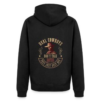 Western Rodeo Revolver Amerika - Unisex Premium Bio Zip Hoodie - Schwarz - Hinten - Nico (187cm)