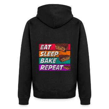 Kuchen Bäcker Süß Dessert - Unisex Premium Bio Zip Hoodie - Schwarz - Hinten - Nico (187cm)