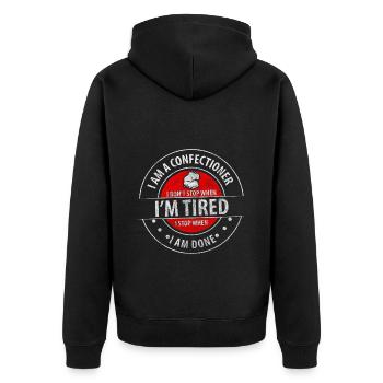 Konditorei Geschmack Törtchen - Unisex Premium Bio Zip Hoodie - Schwarz - Hinten - Nico (187cm)