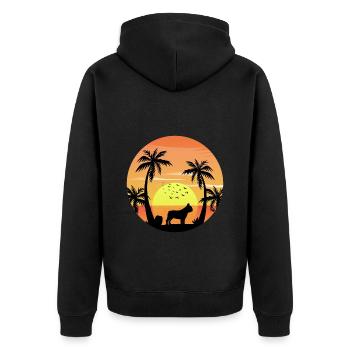 French bulldog Owner Beach Sunset Palm Trees - Unisex Premium Organic Zip Hoodie - black - Back - Nico (187cm)