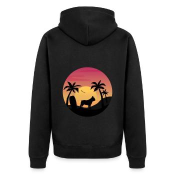 French bulldog Owner Beach Sunset Palm Trees - Unisex Premium Organic Zip Hoodie - black - Back - Nico (187cm)