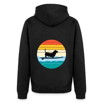 Basset Hound Owner Dog Surfing Surfboard Retro - Unisex Premium Organic Zip Hoodie - black - Back - Nico (187cm)