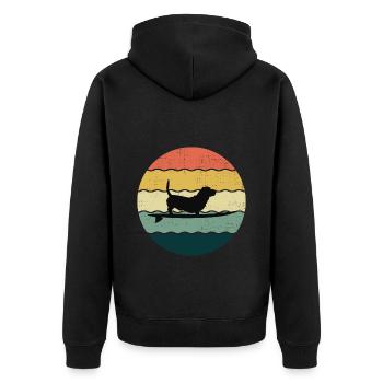 Basset Hound Owner Dog Surfing Surfboard Retro - Unisex Premium Organic Zip Hoodie - black - Back - Nico (187cm)