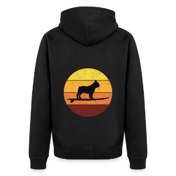French bulldog Owner Dog Surfing Retro Vintage - Unisex Premium Organic Zip Hoodie - black - Back - Nico (187cm)